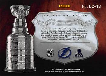 2013-14 Panini Contenders - Cup Contenders #CC-13 Martin St. Louis Back