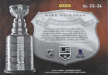 2013-14 Panini Contenders - Cup Contenders #CC-24 Mike Richards Back