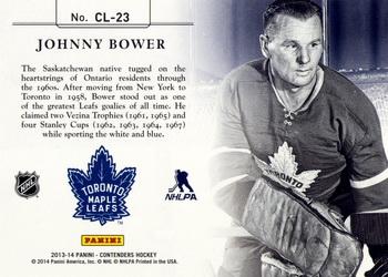2013-14 Panini Contenders - Legacies #CL-23 Johnny Bower Back