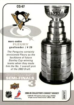 2008-09 Collector's Choice - CupQuest #CQ-67 Marc-Andre Fleury Back
