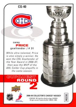 2008-09 Collector's Choice - CupQuest #CQ-40 Carey Price Back
