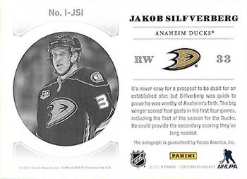 2013-14 Panini Contenders - NHL Ink #I-JSI Jakob Silfverberg Back