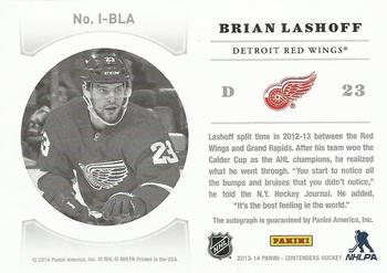 2013-14 Panini Contenders - NHL Ink #I-BLA Brian Lashoff Back
