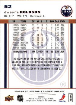 2008-09 Collector's Choice - Choice Reserve #52 Dwayne Roloson Back