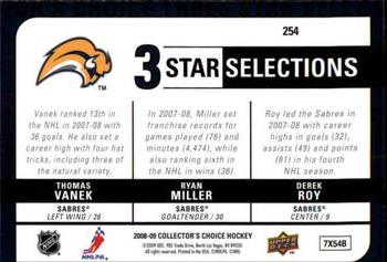 2008-09 Collector's Choice - Choice Reserve #254 Thomas Vanek / Ryan Miller / Derek Roy Back
