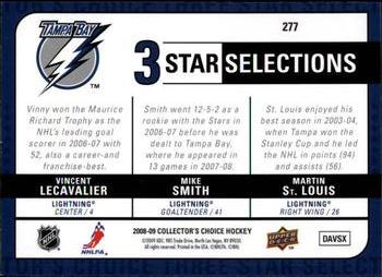 2008-09 Collector's Choice - Choice Reserve #277 Vincent Lecavalier / Mike Smith / Martin St. Louis Back