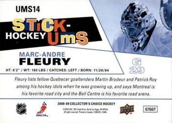 2008-09 Collector's Choice - Stick-Ums #UMS14 Marc-Andre Fleury Back