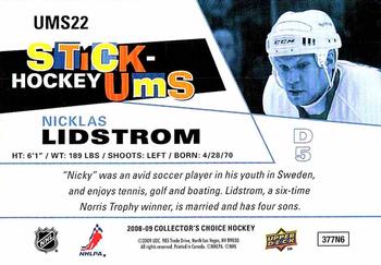 2008-09 Collector's Choice - Stick-Ums #UMS22 Nicklas Lidstrom Back
