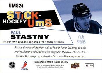 2008-09 Collector's Choice - Stick-Ums #UMS24 Paul Stastny Back