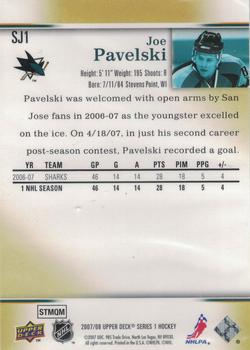 2007-08 Upper Deck - Lucky Shot Arena Giveaways #SJ1 Joe Pavelski Back
