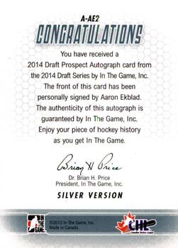 2014 In The Game Draft Prospects - Autographs #A-AE2 Aaron Ekblad Back