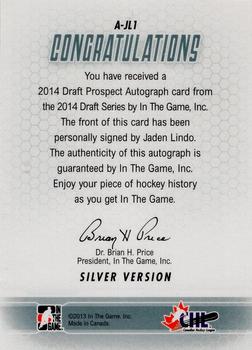 2014 In The Game Draft Prospects - Autographs #A-JL1 Jaden Lindo Back
