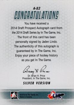 2014 In The Game Draft Prospects - Autographs #A-JL2 Jaden Lindo Back