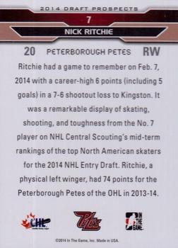 2014 In The Game Draft Prospects - Bronze #7 Nick Ritchie Back