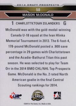 2014 In The Game Draft Prospects - Bronze #58 Mason McDonald Back