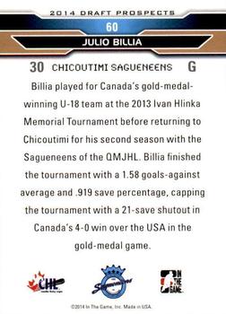 2014 In The Game Draft Prospects - Bronze #60 Julio Billia Back