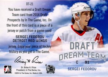 2014 In The Game Draft Prospects - Draft Dream Team Jerseys Silver #DT-21 Sergei Fedorov Back