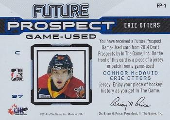 2014 In The Game Draft Prospects - Future Prospects Jerseys Blue #FP-1 Connor McDavid Back