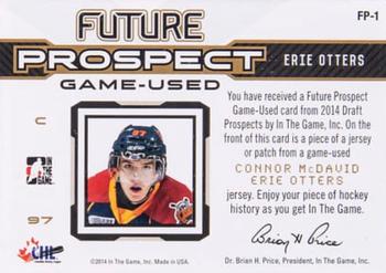 2014 In The Game Draft Prospects - Future Prospects Jerseys Gold #FP-1 Connor McDavid Back