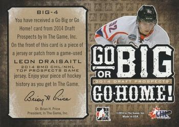 2014 In The Game Draft Prospects - Go Big Or Go Home Jerseys Gold #BIG-4 Leon Draisaitl Back