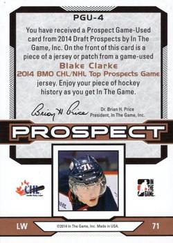 2014 In The Game Draft Prospects - Jerseys Bronze #PGU-4 Blake Clarke Back