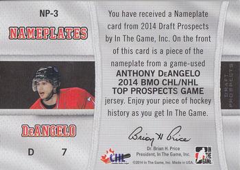 2014 In The Game Draft Prospects - Nameplates #NP-3 Anthony DeAngelo Back