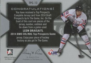 2014 In The Game Draft Prospects - Top Prospects Complete Jerseys Silver #TPC-13 Leon Draisaitl Back