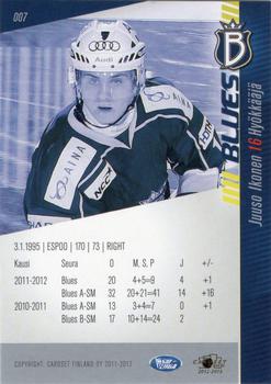 2012-13 Cardset Finland #007 Juuso Ikonen Back