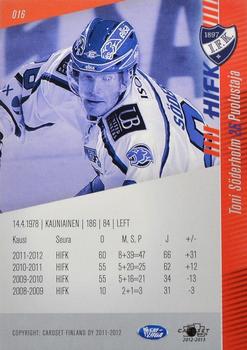 2012-13 Cardset Finland #016 Toni Söderholm Back