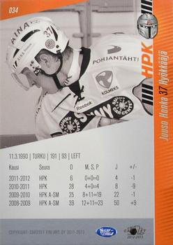 2012-13 Cardset Finland #034 Juuso Honka Back