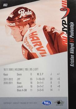 2012-13 Cardset Finland #063 Kristian Näkyvä Back