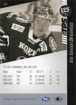 2012-13 Cardset Finland #152 Ville Vahalahti Back