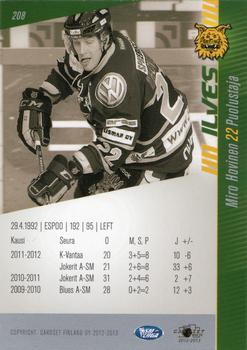 2012-13 Cardset Finland #208 Miro Hovinen Back