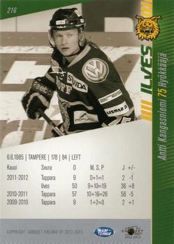 2012-13 Cardset Finland #216 Antti Kangasniemi Back