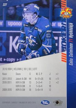 2012-13 Cardset Finland #227 Saku Salminen Back