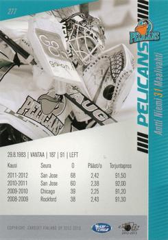 2012-13 Cardset Finland #277 Antti Niemi Back