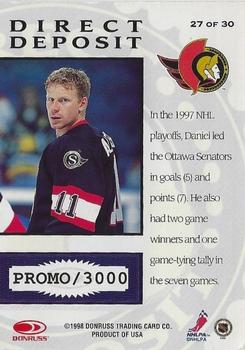 1997-98 Donruss Priority - Direct Deposit Promos #27 Daniel Alfredsson Back