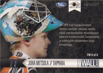 2012-13 Cardset Finland - The Wall 2012 #TW 8 Juha Metsola Back