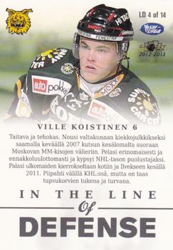 2012-13 Cardset Finland - In the Line of Defence #LD 4 Ville Koistinen Back