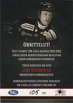 2012-13 Cardset Finland - Signature #NNO Jari Viuhkola Back
