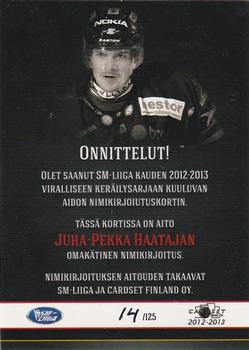 2012-13 Cardset Finland - Signature #NNO Juha-Pekka Haataja Back