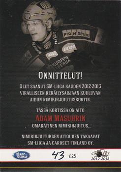 2012-13 Cardset Finland - Signature #NNO Adam Masuhr Back