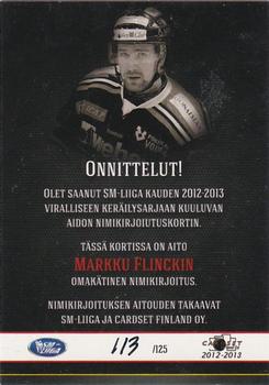 2012-13 Cardset Finland - Signature #NNO Markku Flinck Back