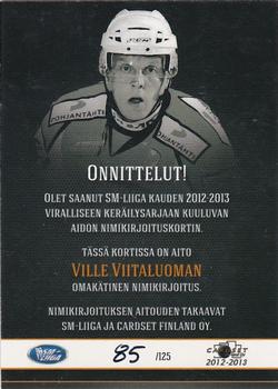 2012-13 Cardset Finland - Signature #NNO Ville Viitaluoma Back