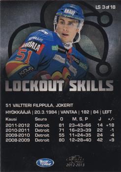 2012-13 Cardset Finland - Lockout Skills #LS 3 Valtteri Filppula Back