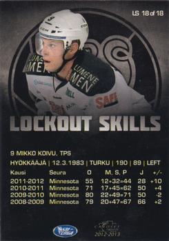2012-13 Cardset Finland - Lockout Skills #LS 18 Mikko Koivu Back