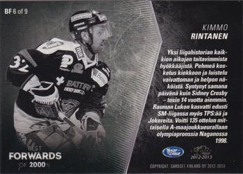 2012-13 Cardset Finland - Best Forwards #BF 6 Kimmo Rintanen Back