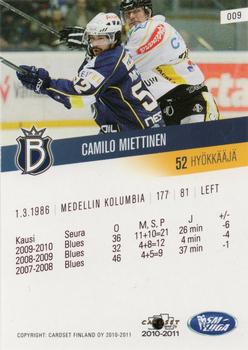 2010-11 Cardset Finland #009 Camilo Miettinen Back
