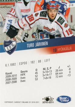 2010-11 Cardset Finland #018 Turo Järvinen Back