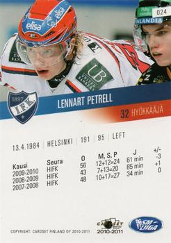 2010-11 Cardset Finland #024 Lennart Petrell Back